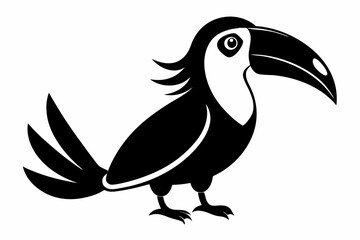 toucan silhouette line art vector illustration with a white background