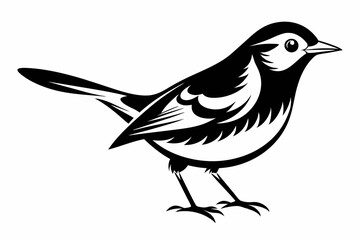 warbler silhouette line art vector illustration with a white background