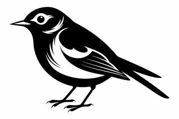 warbler silhouette line art vector illustration with a white background