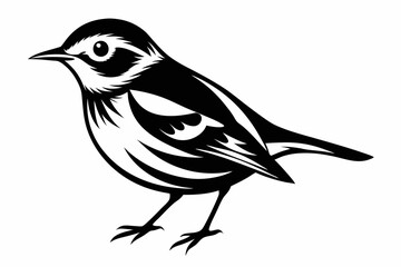 warbler silhouette line art vector illustration with a white background