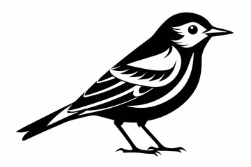 warbler silhouette line art vector illustration with a white background