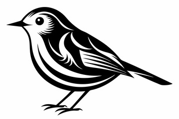 warbler silhouette line art vector illustration with a white background