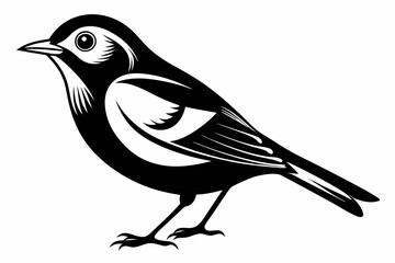 warbler silhouette line art vector illustration with a white background