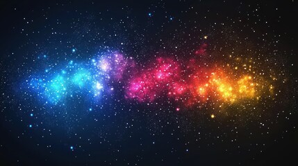 Vibrant nebulae with multicolored glowing gases and cosmic dust