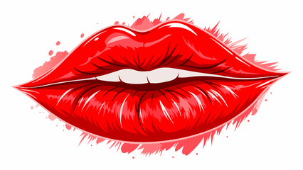 Fototapeta premium A vibrant smear of bright red lipstick spreads gracefully across a clean white background, showcasing its creamy, luxurious texture. The rich hue reflects bold beauty and confidenc