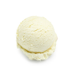 One scoop of delicious ice cream on white background