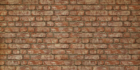 high resolution panorama brick wall made of old red brick