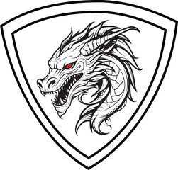 Dragon shild logo design fill black