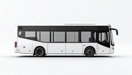 Blank White City Bus Side View Mockup