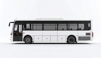 Blank White City Bus Side View Mockup