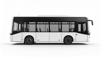 Blank White City Bus Side View Mockup