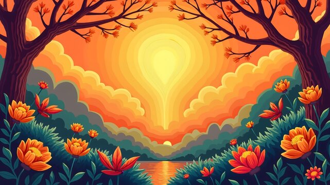 National Virgin of Chiquinquira (Venezuela)   sale banner design free space in the center. Mexican muralists style
