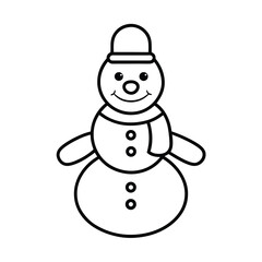 snowman figure outline line art vector