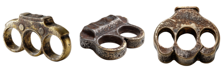 Vintage Brass Knuckles Collection Isolated on a Transparent Background