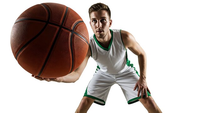 player of bascketball wear white isolated on backgroung white