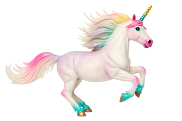 Fototapeta premium PNG Colorful rainbow unicorn with vibrant mane and magical horn