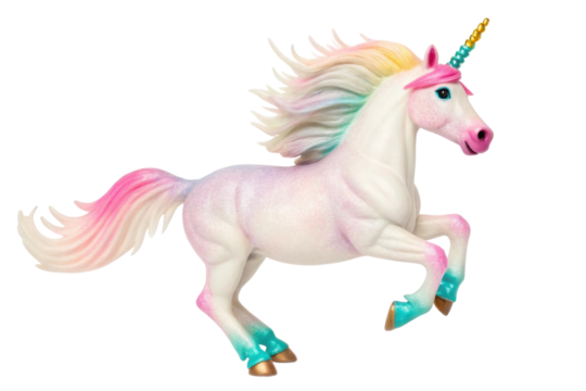 PNG Colorful rainbow unicorn with vibrant mane and magical horn