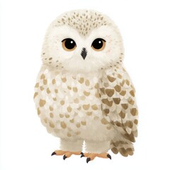 Naklejka premium A captivating illustration of a charming owl with soft feathers and big eyes. This adorable bird will surely capture the hearts of many.