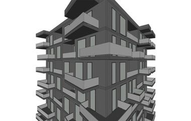  Architectural building 3d rendering