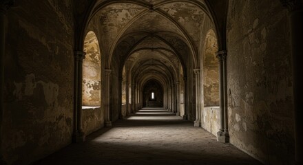 Fototapeta premium Dark hallway perspective