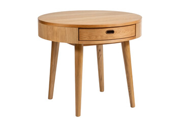 PNG Round wooden table with drawer and tapered legs