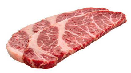 Raw Strip Loin Steak with Marbling Isolated on White