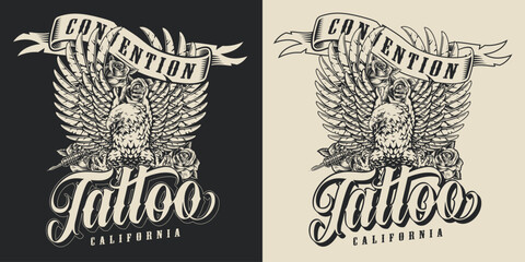 Eagle and roses tattoo convention design