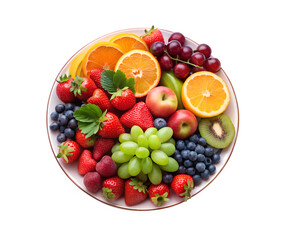 Plate Of Fresh Fruit Isolated On Transparent Background