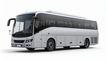 Blank Light Grey Coach Bus 3/4 Front Mockup