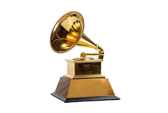 PNG Golden grammy award trophy on black background