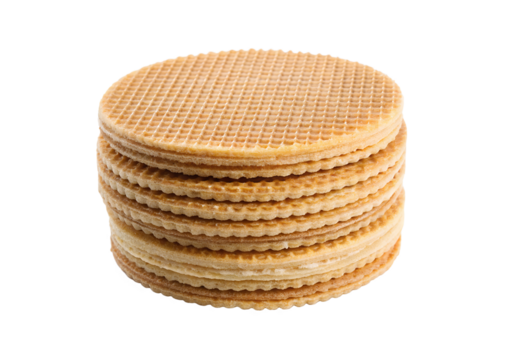 Stack Of Round Wafer Cake Sheets Isolated On Transparent Background