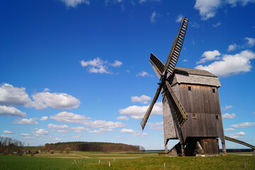 Landschaft, Feld, M&uuml;hle, Horizont, Himmel, Natur, Fr&uuml;hling