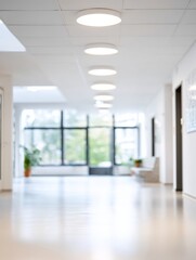 Obraz premium Modern Hallway with Sleek Lighting Fixtures and Polished Floor