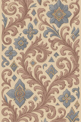 Batik Floral Pattern with Classic Ornaments.
