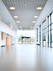Obraz premium Modern Bright Hallway Interior with Windows and Doors, Clean Architecture