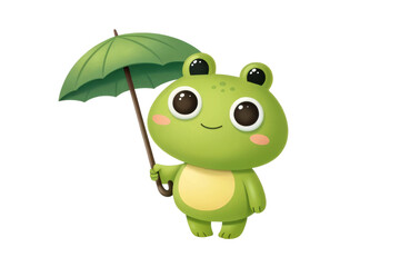 Obraz premium PNG Cute cartoon frog with umbrella illustration