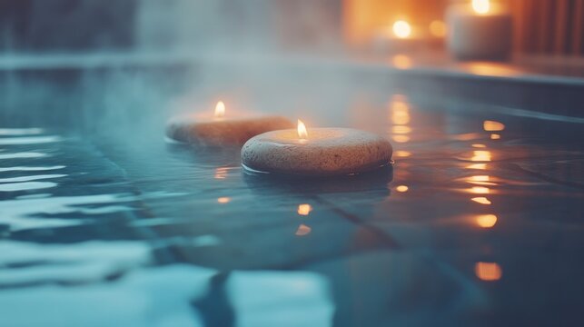 Serene floating candles tranquil water warm glow and peaceful atmosphere