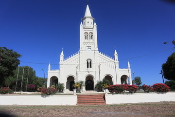 Areguá City Sign and Church Landmark in Paraguay