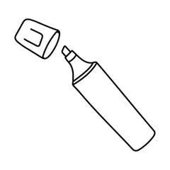 Opened marker with flat tip cap drawn with black outline. Marker line icon style. Concept of school, office supplies for knowledge day september 1. Flat vector illustration isolated.