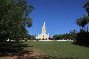 Areguá City Sign and Church Landmark in Paraguay