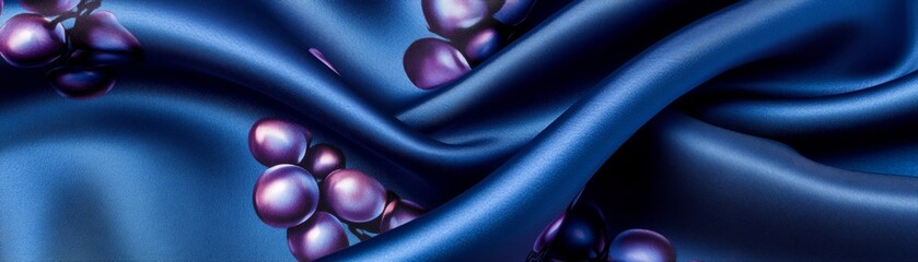 Elegant Blue Silk Fabric with Grape Pattern,Texture ,Backgrounds