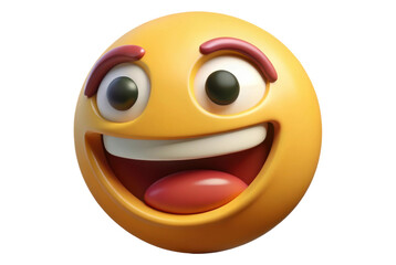 PNG Smiling emoji with tongue out on white background