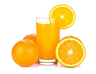 Refreshing Orange Juice Glass with Slices and Fruits
