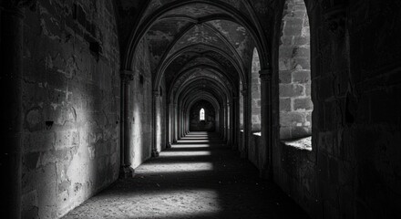 Long grayscale corridor