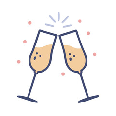 Clinking Champagne Glasses – Party Toast Vector Design

