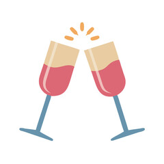 Cheers Glasses – Toasting Drink Illustration isolated on white background. Vector illustration.
