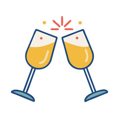 Cheers Glasses – Toasting Drink Illustration isolated on white background. Vector illustration.
