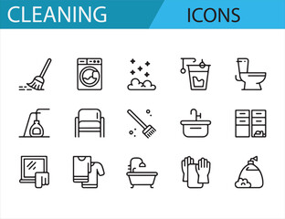 Set of Minimalist Cleaning Icons for Household and Commercial Use