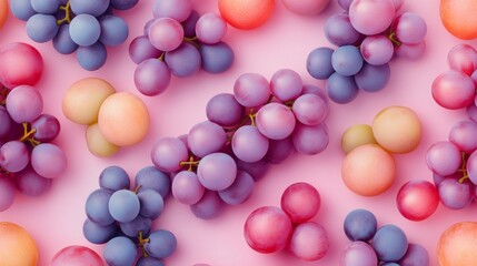Pastel Dream Grapes and Spheres on Pink, food , fruits