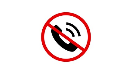 no called allowed on this area, no call icon  animation on  white background.